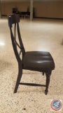 {{4X$BID}} (4) Wooden Dark Stain Cross Back Restauraunt Chairs