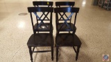 {{4X$BID}} (4) Wooden Dark Stain Cross Back Restauraunt Chairs