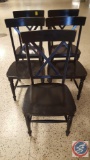 {{5X$BID}} (5) Wooden Dark Stain Cross Back Restauraunt Chairs