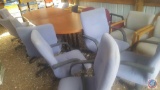[8] Blue Upholstered Rolling Conference Chairs w/ Arms *NOTE* This item is located near 192 and F