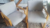 [2] Gray Upholstered Wood Frame Wait Chairs w/ Arms *NOTE* This item is located near 192 and F