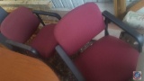 [2] Red Upholstered Metal Frame Wait Chairs w/ Arms *NOTE* This item is located near 192 and F