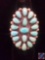 Henry T Morris* Zuni Petit Point Natural Turquoise and Silver Ring Size 7 Hallmarked 'HTM Sterling'