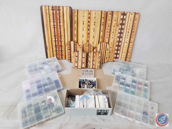 Large Assortment of Jewelry Cording, Beads, Vintage Button Cards, Vintage Multi Colored Cutting
