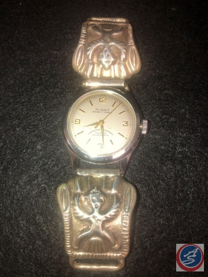 Sterling Silver Navajo Watch Tips with Aubry Watch Face