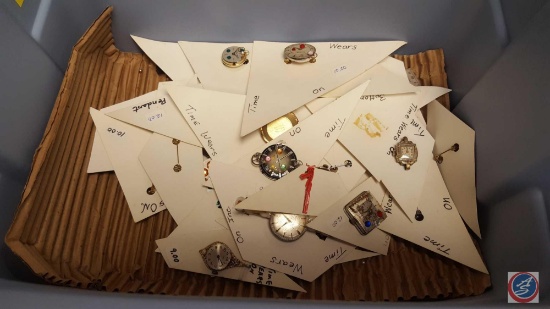 Watch Face Pins, Assorted Watch Parts Incl. Pulsar, Saxony, Aquoa, More