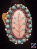 Henry T Morris* Natural Turquoise and Silver Ring Size 6 Hallmarked 'HTM Sterling' Circa 1970s