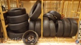 (23) Tires {{ASSORTED SIZES AND BRANDS}}, (2) Chicken Wire Fence Pieces Approx. 15' Long