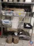 Assorted Cambro Lids, Salad Bar Utensils, Fri-More Electric Skillet, Assorted Kitchen Utensils,