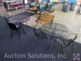 (2) Perforated Steel Patio Tables 42
