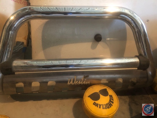 Jeep Wrangler Rubicon Hood, Weston Jeep Brush Guard, KC Daylighter Off-Road 6" Lights on Mount