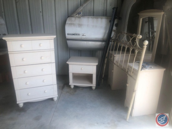 {{3X$BID}} Five Drawer Dresser, Full Size Head Board, Simmons DeepSleep Shelbourne Mattress and Box