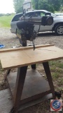 Vintage Sears Craftsman 10'' Radial Arm Saw on Stand w/ Foot Levelers and Shop Light; includes a