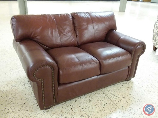 Faux Leather Loveseat w/ Nail Head Accents 60" x 35" x 36"