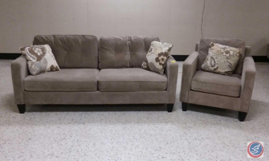 {{2X$BID}} Sofa w/ (2) Accent Pillows 80" x 36" x 32", Easy Chair 33" x 36" x 32"