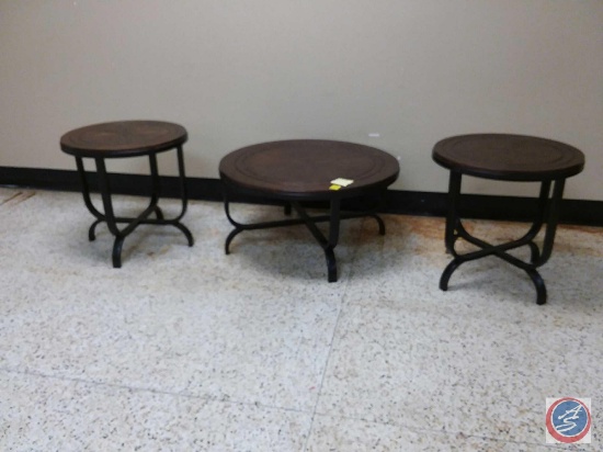 {{3XBID}} (3) Round Accent Tables 24 x 25 in. and 36 x 18 in.