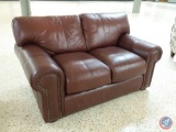 Faux Leather Loveseat w/ Nail Head Accents 60