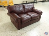Faux Leather Loveseat w/ Nail Head Accents 60
