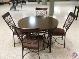 {{5XBID}} Ashley Furniture Round Dining Table and (4) Chairs 44 x 30 in.