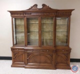 Karges Locking Lighted Hutch w/ Nine Glass Shelves, Three Drawers, Three Cupboards. Includes Key.