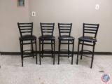 (4) Black Ladder-Back Bar Stools 31''