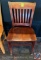 {4 x $ BID} Dark Oak Finish Slat-Back Chairs (Sold Times the Money)