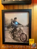 (7) Vintage Framed Photos of Motorcycles
