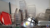 (3) Graduated Stainless Mixing Bowls, Various Sized Cambros, Trays, SS Soup Pots, (3) Perforated