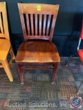 {4 x $ BID} Dark Oak Finish Slat-Back Chairs (Sold Times the Money)