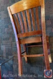 {4 x $ BID} Dark Oak Finish Slat-Back Chairs (Sold Times the Money)