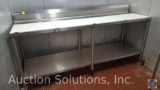 Stainless Steel Prep Table on Castors w/ Nylon Cutting Board, Backsplash, and Undershelf measuring