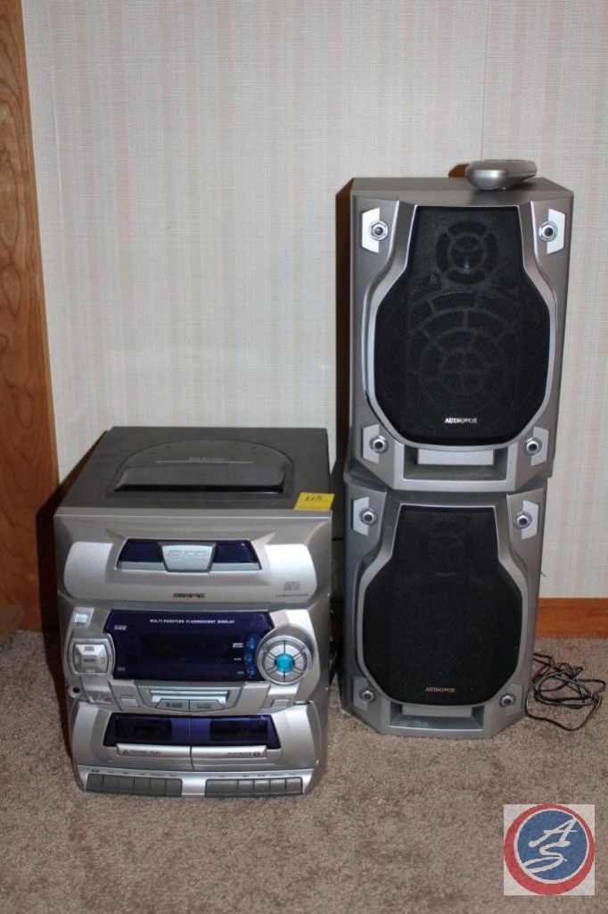 Audiovox 5 CD Home Stereo System Model No. CD2773, (2) Impedence Speakers |  Estate & Personal Property Personal Property | Online Auctions | Proxibid