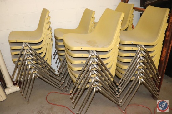 [44] Yellow Molded Plastic Stacking Chairs (Choice of [2] Lots)