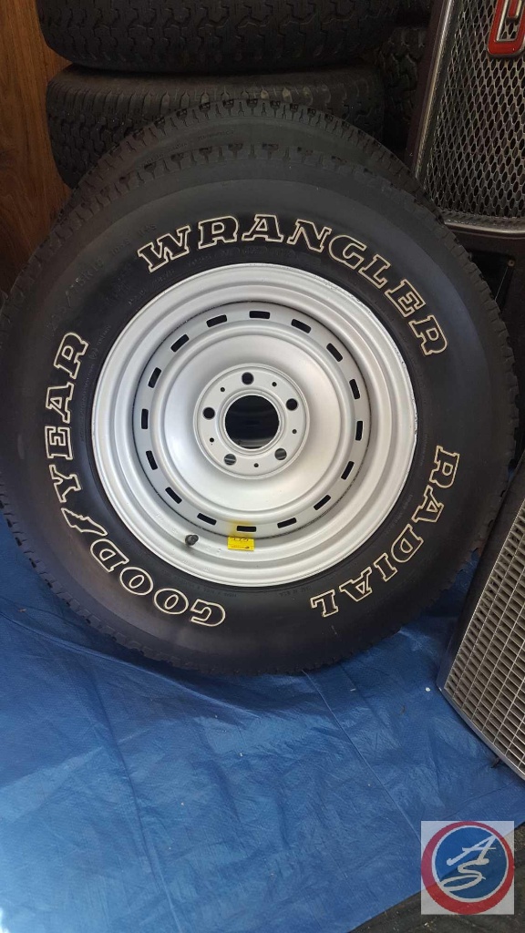 2) 5 Lug 15x8 Chevy Rally's w/ Goodyear Wrangler Radial Tires- Mounted and  Balanced | Cars & Vehicles Cars Car Parts & Accessories Car Tires | Online  Auctions | Proxibid