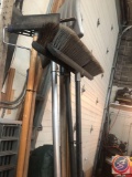 (2) Push Brooms, Tool Shop 12' Aluminum Extension w/ Detail Scrubber, Snow Shovel, Tarp, Handled