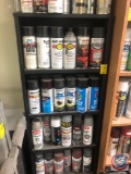 Assorted Spray Paints and Automotive Sprays w/ Shelf