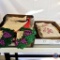 2 Flats of cross stitch napkins, placemats, crocheted items etc.