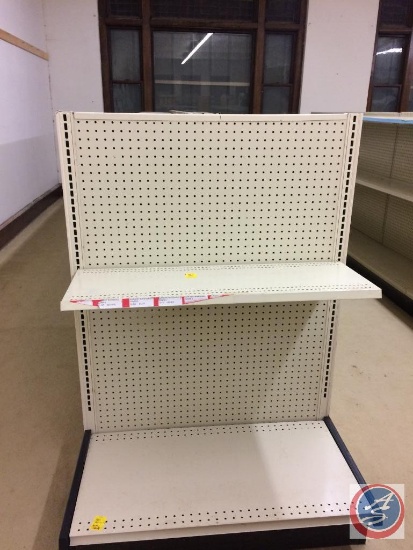 Lozier Shelving 216"x38"x53 1/2". Includes end unit, 30 shelves(counting bottom shelves). Upstairs