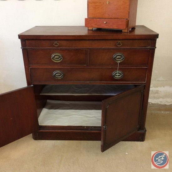 Antique Buffet with Removable Serving Tray and Wooden Box