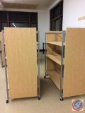 {{2X$BID}} (2) Rolling Shelving Units, includes 6 shelves per unit, can be used for hanging