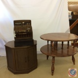 2 Side Tables and Vintage National Cash Register