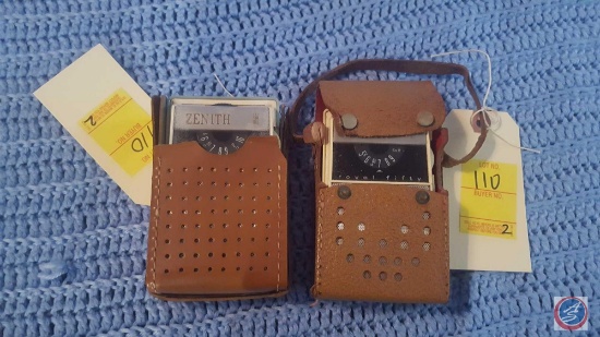 (2) Zenith Royal Fifty Transistor Radios in Leather Carrying Cases