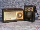 Panasonic 7 Transistor Radio Model No. R-1157 and RCA AM/FM Radio in Black Leather Case Model No.