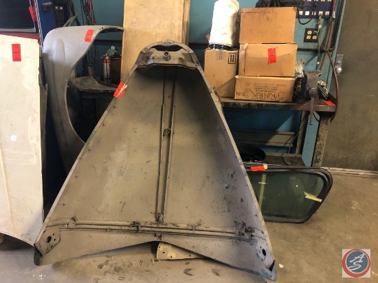 Hood for a 1940's Model Plymouth Deluxe, Windshield Glass, and Body Parts