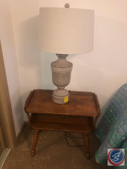 Lamp and 2 Tier Night Stand Measuring 24" X 14" X 22" and 20" X 25"