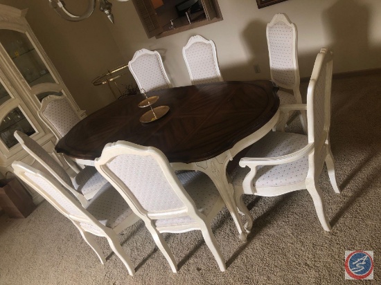 Dining Table with One Leaf In Measuring 82" X 43" X 29" and One Extra Leaf with (3) Captains Chairs