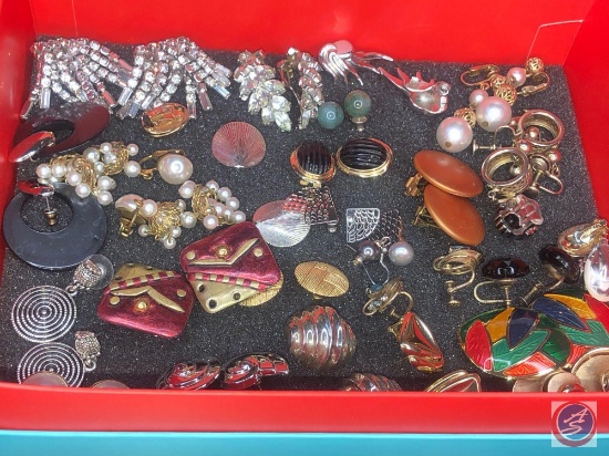 Assorted Clip On and Post Earrings Designers Include Panetta, Monet and Trifari