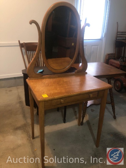 Vintage Wooden Mirrored Vanity Marked 500 Measuring 28"X X 18" X 57"