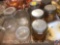(4) Amber Glass Canisters with Lids, (1) Clear Glass Canister with Lid, (3) Glass Canisters with