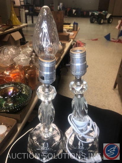 (2) Vintage Lead Crystal Lamps with Sticker that States Imported Hand Cut [[ONLY ONE SHADE]]